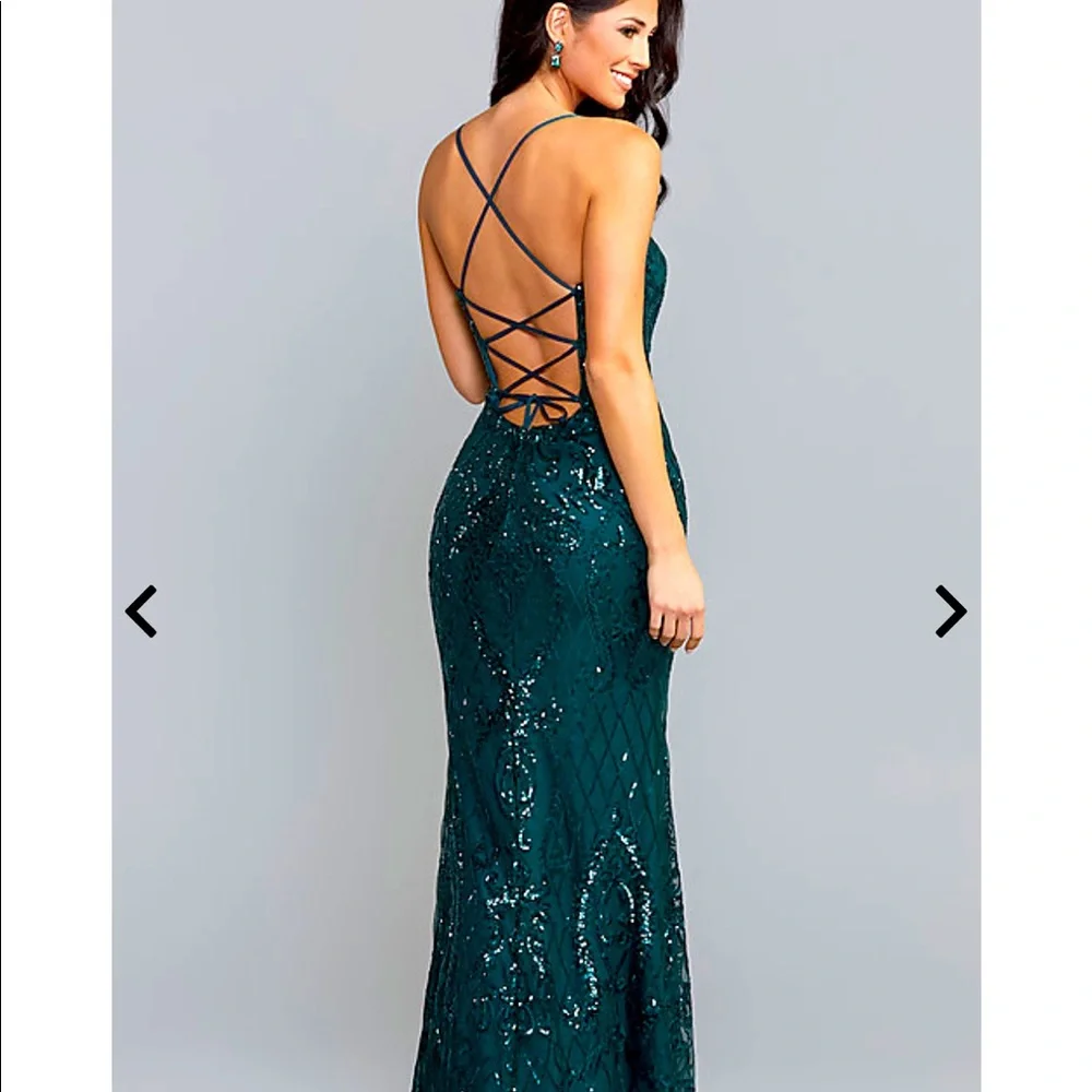 Promgirl - Forest Green Sequin Prom Dress, Size 8 - Picture 2 of 9